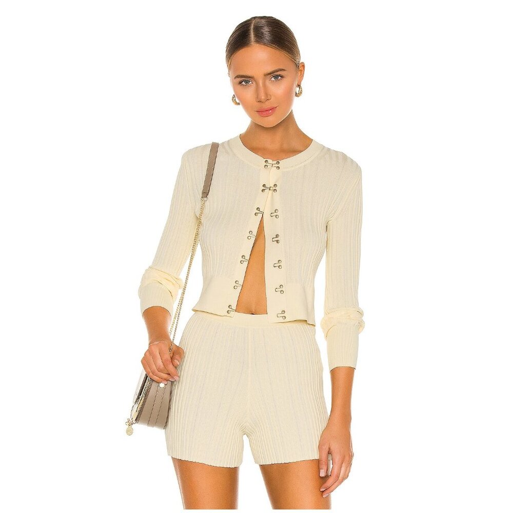 Dion Lee Hook Rib Cardigan / Size XS / Bleached Yellow Cropped